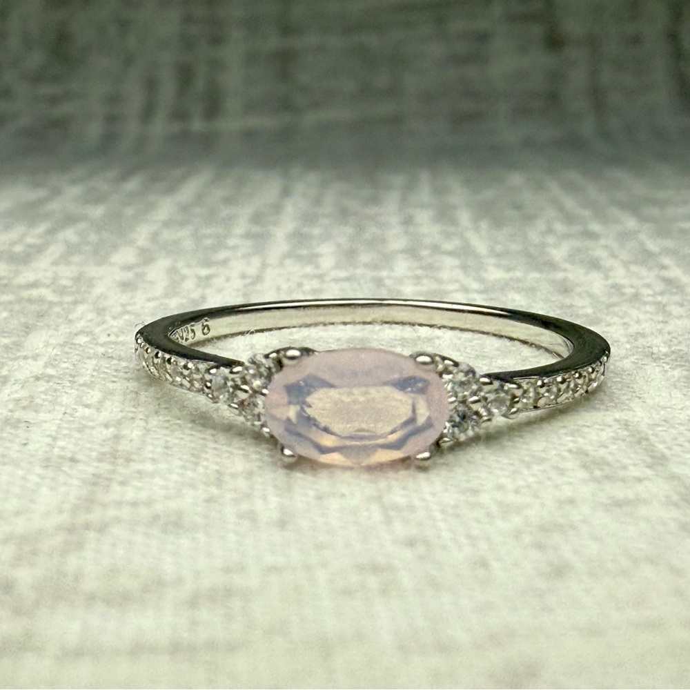 New Sterling Silver & Pink Moonstone Ring, Size 6 - Picture 6 of 6